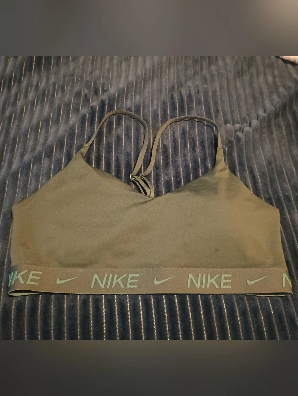 Nike Olive Green Adjustable-Strap Sports Bralette
